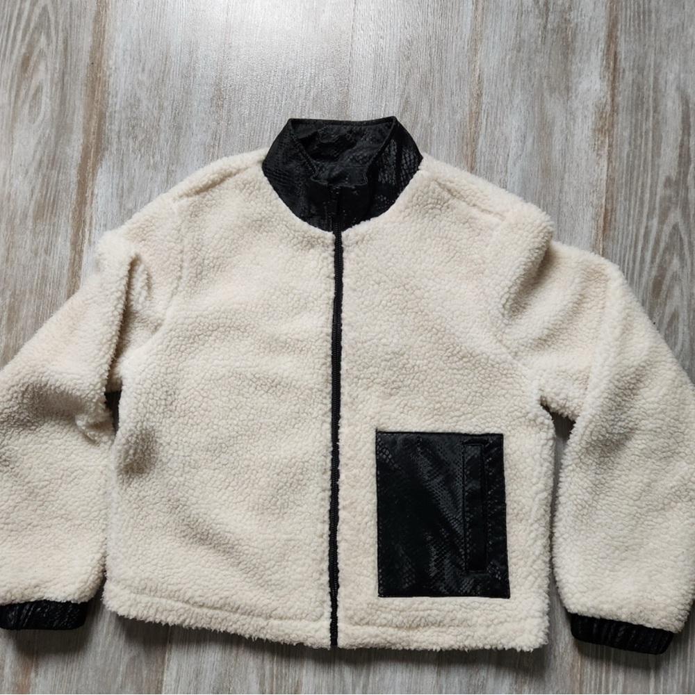 Juicy Couture-Sherpa bomber Jacket with Black Accents